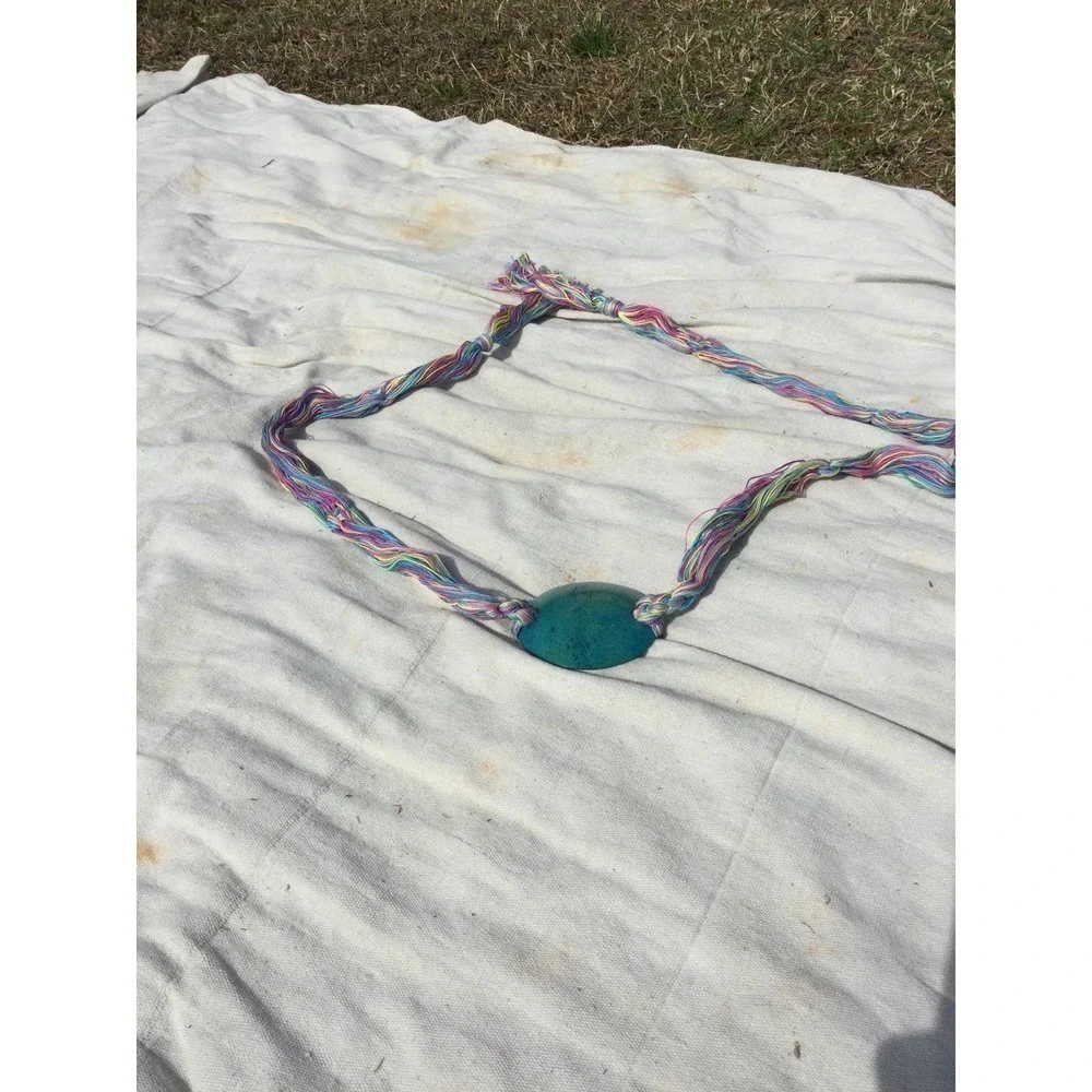 Womens Boho Belt Turquoise 31” Metal Rainbow String Festival Western Southwest‎